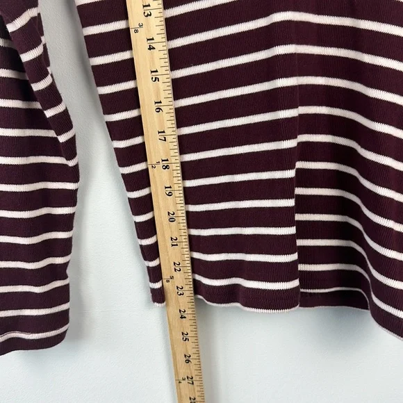 L.L. Bean 1/4 Zip Burgundy Stripped Sweater - Picture 4 of 6